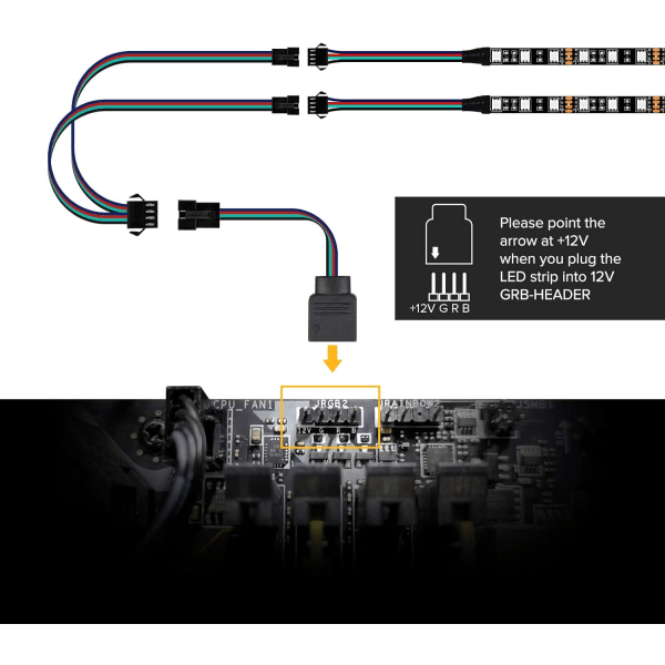 RGB LED-strimmel til pc 2 stk. 50 cm RGB LED-strimmel til 12V 4-bens RGB LED-hoved til ASUS Aura Sync, Gigab