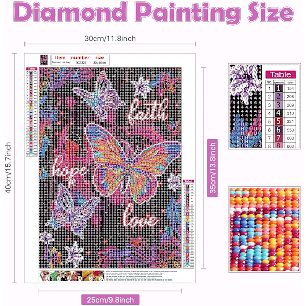 Diamantmålning, Broderi 30x40cm Diamant Komplett Kit Diamant