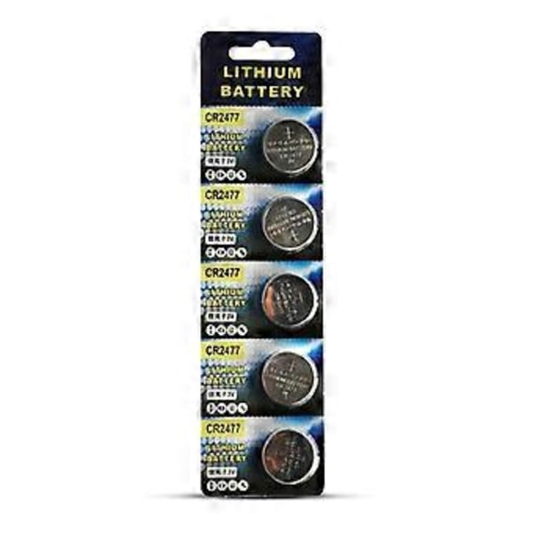 Pakke med 5 stk. Højkapacitets CR2477 Lithium Batteri 1000mAh Knapcelle Langvarig Strømforsyning til Ur Fjernbetjening