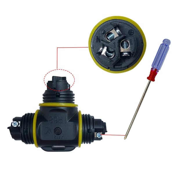 2 stk. Premium Junction Boxes T-formet 4～9mm (Sort, PA66), 3-bens kabelforbindelse, IP68 vandtæt Conn