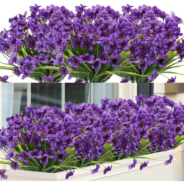 Violte 8 st konstgjorda blommor utomhus UV-beständiga