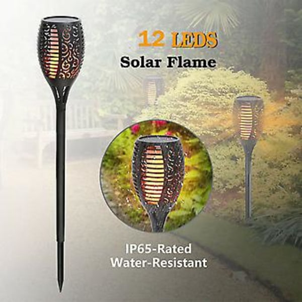 Solcelle Fakkel Lys Dansende Flammende Have Lampe LED Vandtæt 2-10 Stk( )