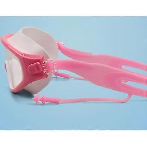 Svømmebriller for barn, jenter og gutter, vanntette dykkermasker, anti-dugg, UV-beskyttelse, knussikre, lekkasjefrie - hvit og rosa