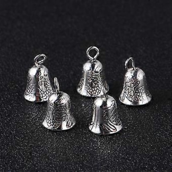 20 st DIY Legering Smyckestillbehör Jul Klocka Hängsmycken DIY Dekorationer Jingle Bell Charms Hängsmycken för Smyckestillverkning (Antik Silverfärg)