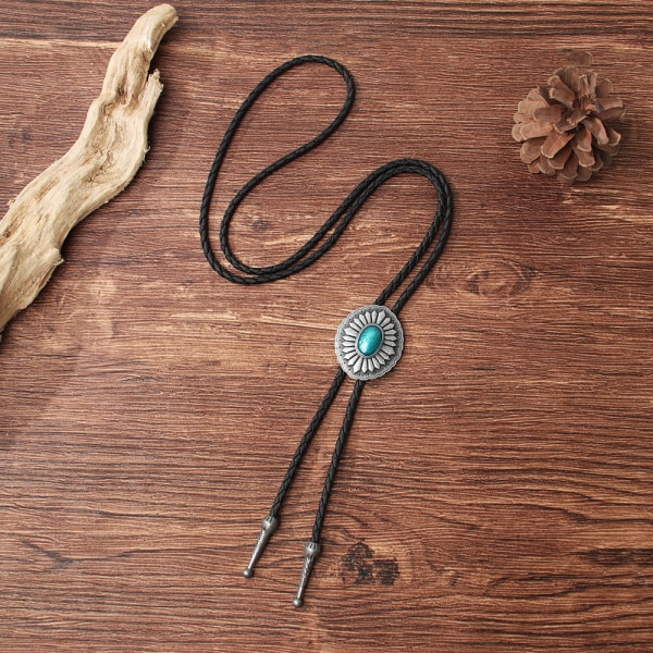 Tie Tie Herr Tiger Eye Western Cowboy Läder Slips Halloween Kostym Tillbehör för Man Pojke Kvinna