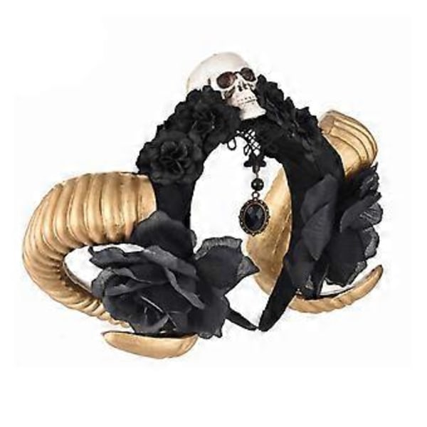 Halloween Fjäder Får Horn Hårband Ond Drottning Hårband Cosplay Kostym Magisk Häxa Huvudbonad Tillbehör för Flicka 2(2)