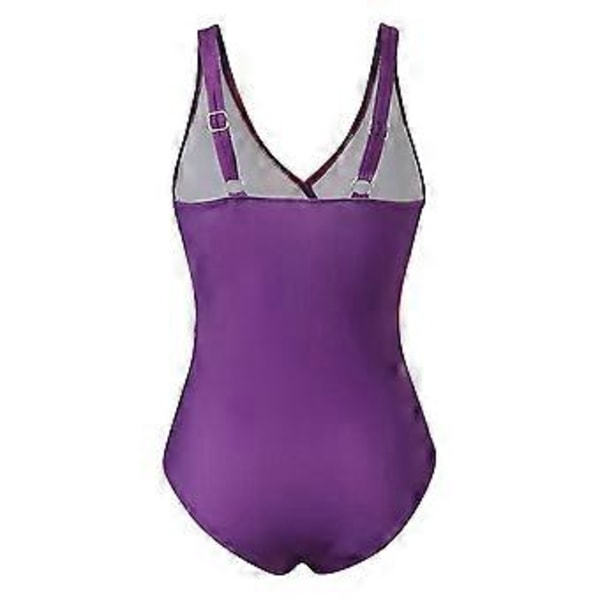 Plus Size Dame Gradient/ensfarget Hel Badedrakt Sommer Strand Monokini Bodysuit Badeklær (4XL Gradient Purple)
