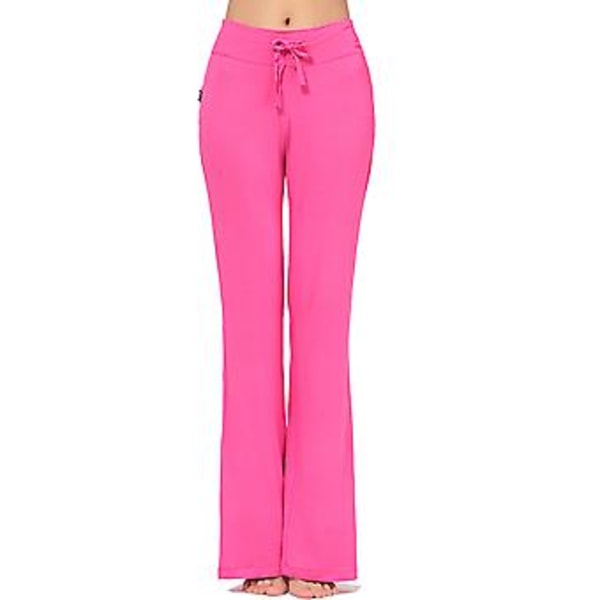 Dame Flare Bukser Yoga Sweatpants Komfortable Sports Athletic Lounge Bukser (XL Rose Red)