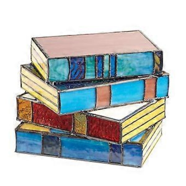100% NY, Stained Glass Stablede Bøger Lampe, Stained Glass Bordlampe, Vergissim Boglampe( )