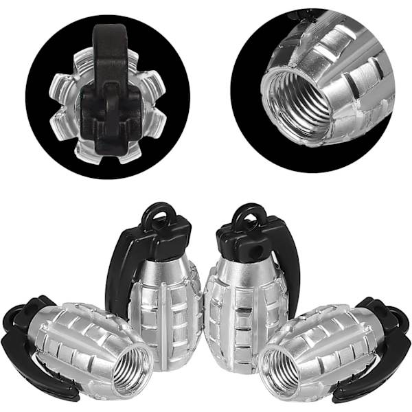 4 stk. Aluminium Auto Ventilhætte, Heavy Duty Håndgranat Stil Ventil