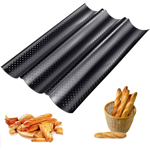 Fransk brødform Non-stick perforert baguetteform Brødform Fransk