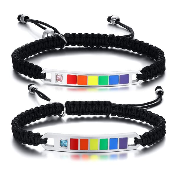 Magnetisk Pride Regnbue Armbåndsett - Justerbart Rustfritt Stål