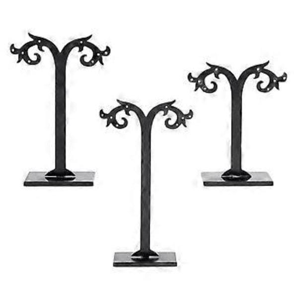 3 st/Set Akryl Örhängen Ställ Hållare T-form Öronstift Display Rack Smyckesorganisatör (Svart)