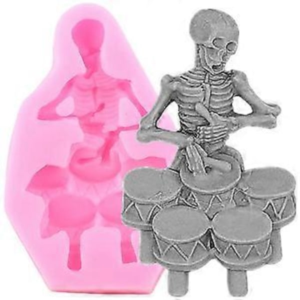 3D Skelet Kraniekage Silikoneform Halloween Fondant Kagedekorationsform