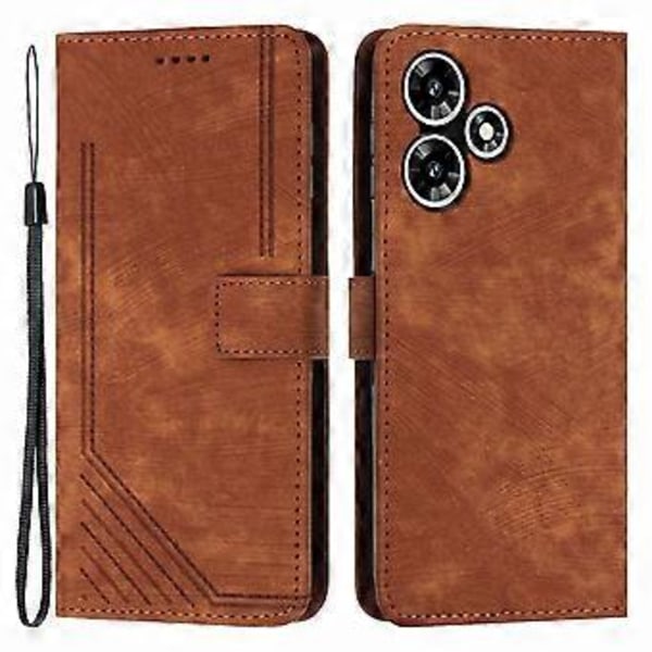 Til Infinix Hot 30 Play NFC 4G Stativ Wallet PU Læderetui Med Indtrykte Linjer Skin-Touch Telefon Cover (Style B)