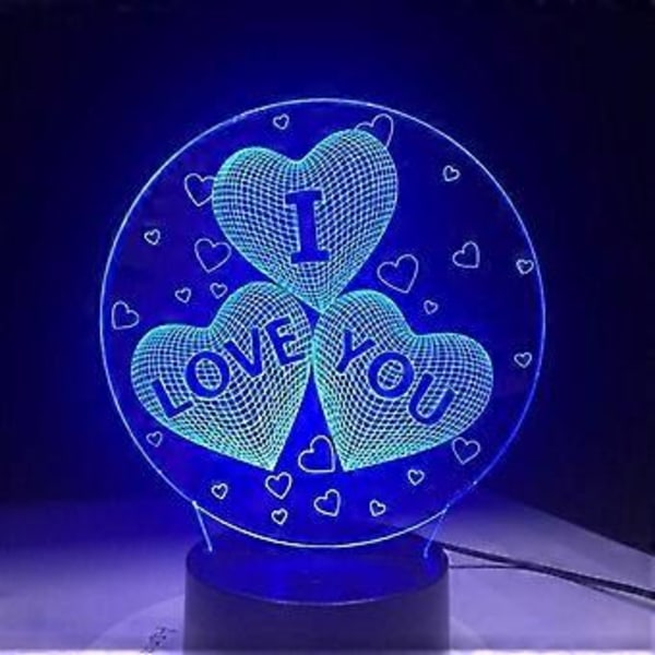 3D Nattlampa, 7 Färger LED Plug-in Kreativ Dröm Romantisk Sovrum Sängbord Lampa Matning