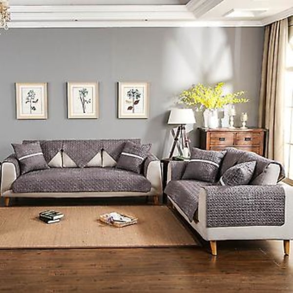 1 st Soffskydd Dekorativt Sofföverdrag för Vardagsrum Mörkgrå (90*210CM)
