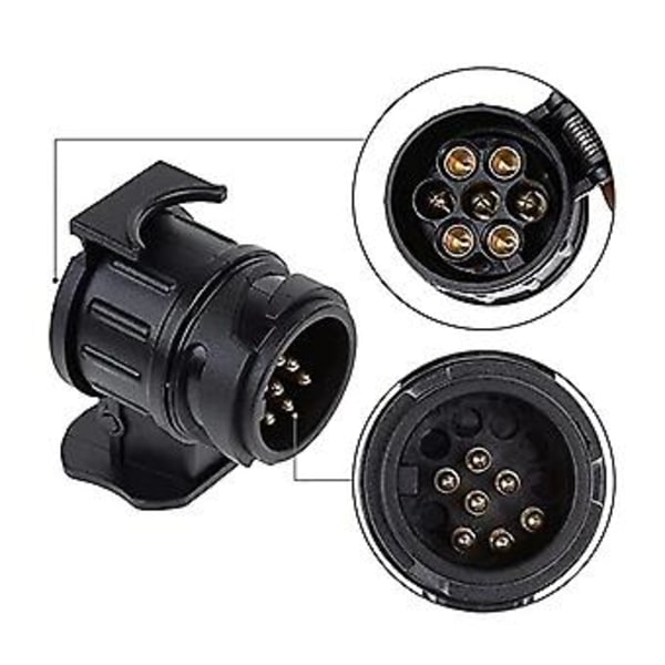 Tilhengeradapterkontakt, 13/7 Vanntett Tilhengerfestepluggadapter 13-polet til 7-polet for Biltilhenger til 13-polet Bil Lastebil Adapterkontakt