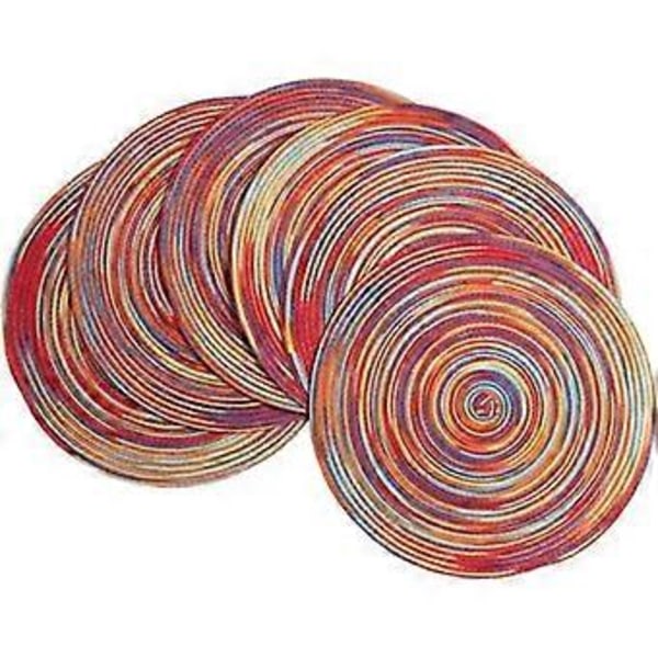 Pöytätabletit PP Kudottu Set of 6 Pyöreät Pöytätabletit Pestävät Lämmönkestävät Liukumattomat 15\"/38cm