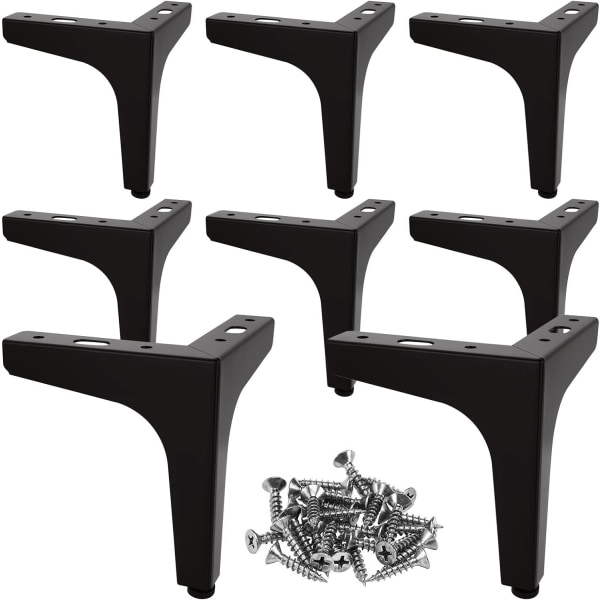 8 stk sorte møbelben i metall, 13 cm sorte sofaben, moderne møbelben i metall til sofa, bord,