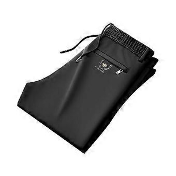 Herre Bukser Løse Lige Snøre Elastisk Talje 2 Sidelommer Ensfarvet Åndbar Blød Fuld Længde Afslappede Sweatpants Hverdagsbukser (XL sort)