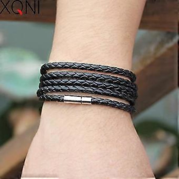 Långa Läderarmband Armband för Män Armband för Män och Kvinnor Charm Läderarmband (gul)