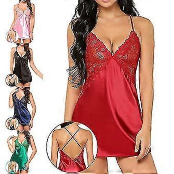 Nattkjole Nattøy For Sexy Kvinner Blonder Silkeaktig Myk Skinnende Sateng Chemise Flerfarget Valgfritt (M Grønn)
