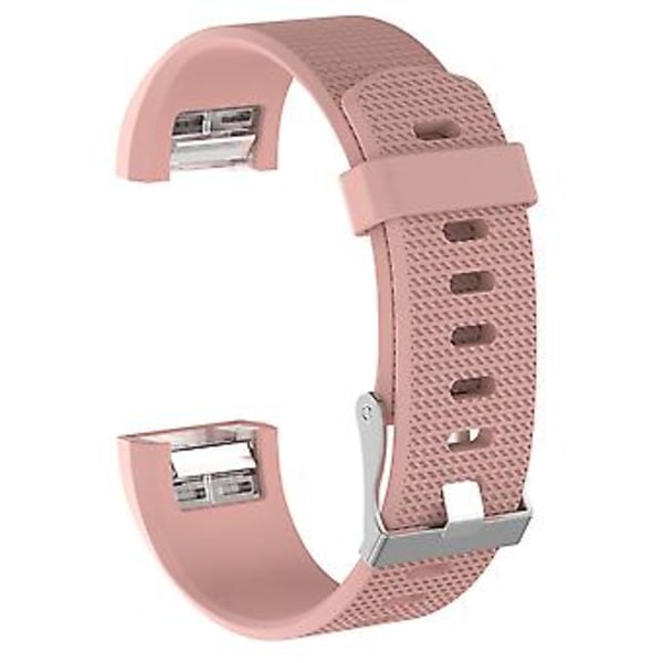 Til Fitbit Charge 2 Almindelig Tekstur Silikon Urrem med Spænde, Størrelse: S(Hvid) S(Lyse Pink)