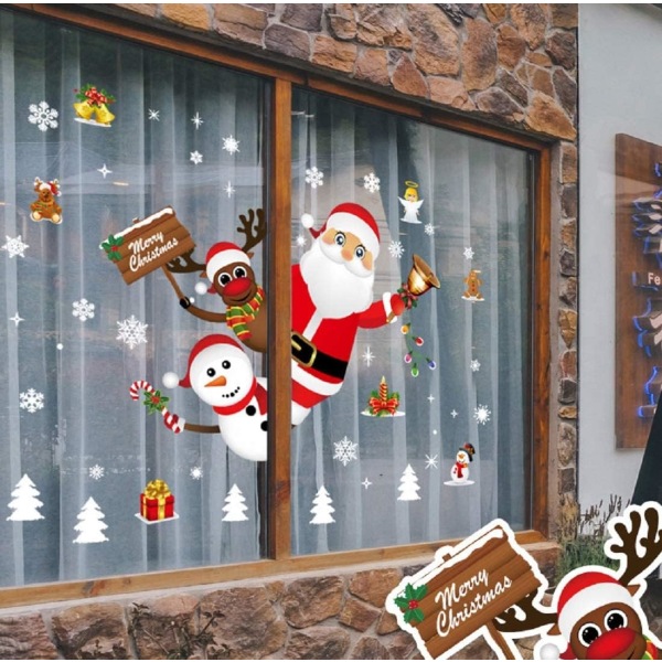 Julevindu klistremerker Julenissen Elg Snømann Fjernet Xma