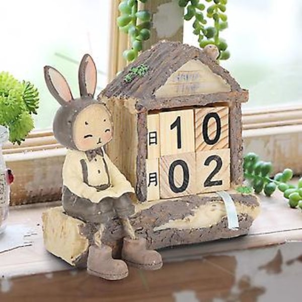 Sød Tegneserie Hus Kanin Kalender Dekorations Ornament til TV Skab Bryllup Stue Soveværelse