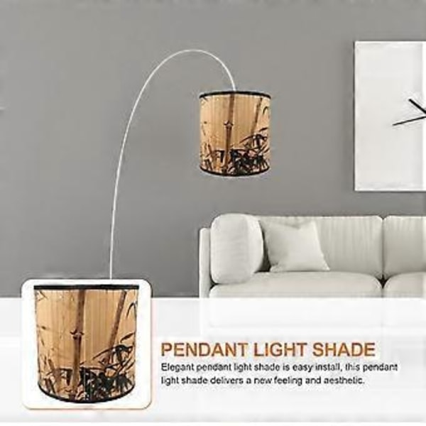 Ersättnings E27 Lampskärm Bambuvävd Lampskärm för Pendellampor Hängande Lampa