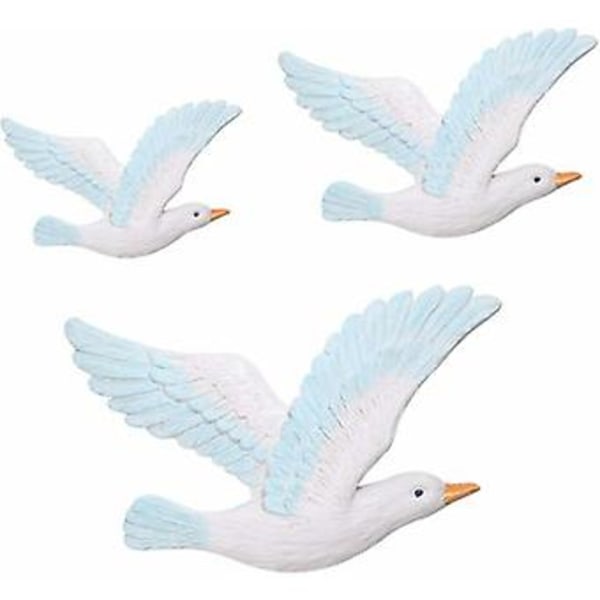 3Pcs Resin Wall Hanging Seagulls Birds Nautical Beach Wall Decorations