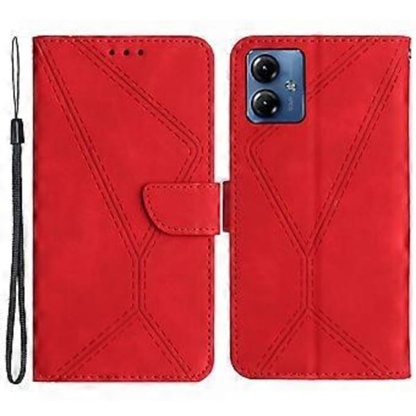 Til Motorola Moto G14 4G Læder Trykt Linje Telefon Etui Anti-fald Tegnebog Stativ Dæksel (Stil B)