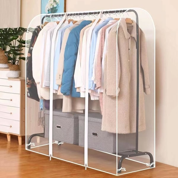 4ft 50*150*120cm Transparent Clothes Garment Rail Strong Zipped C