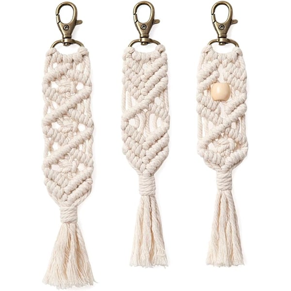 Mini Makrame Nøgleringe Boho Makrame Taske Charms med Kvaster Søde