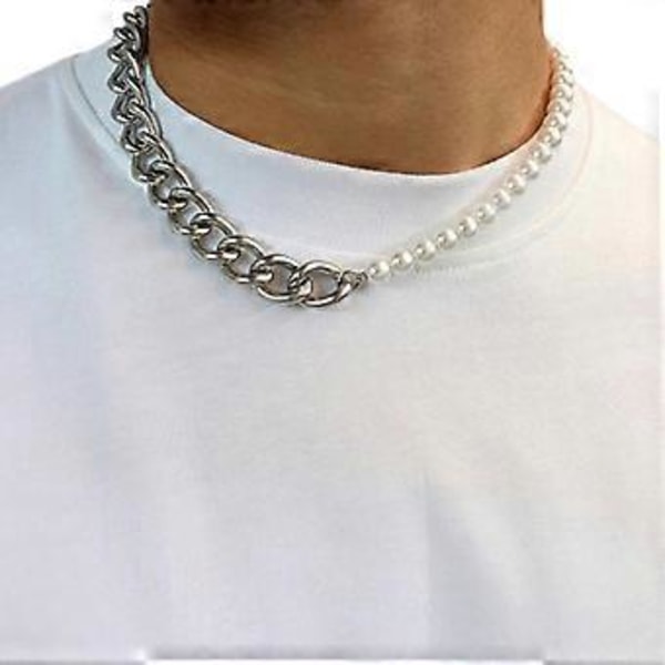 Halsband för män, Boy Retro förgylld Curb Cuban kedja i rostfritt stål, smycke