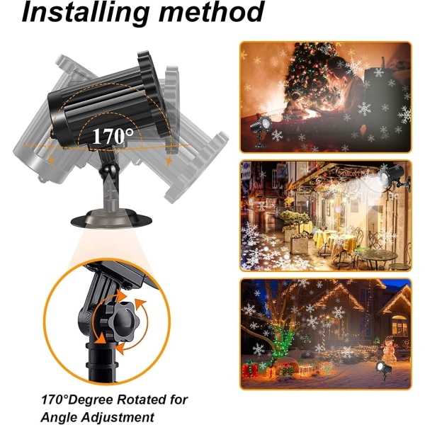 LED-projektori Weihnachten Aussen, LED-projektionslamppu Schneefloc