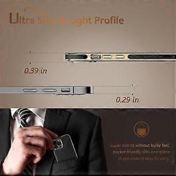 Designet kompatibel med iPhone 13 Pro Max Læderetui, Premium Business Slim Classic Cover Blød Greb - Sort