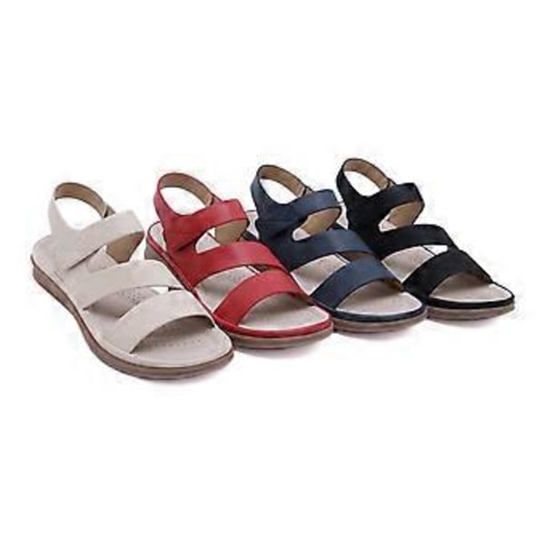 Sommer Stor Størrelse Vintage Kile PU Komfortable Damesandaler (EU 41 Aprikos)