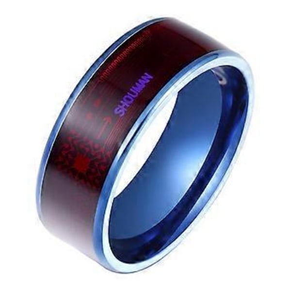 Intelligent Ring Enhet Vattentät Intelligent Bärbar Smart Ring Titanstål för Daglig Användning Telefon Smartphone Upplåsning Kvinnor (Blå B)