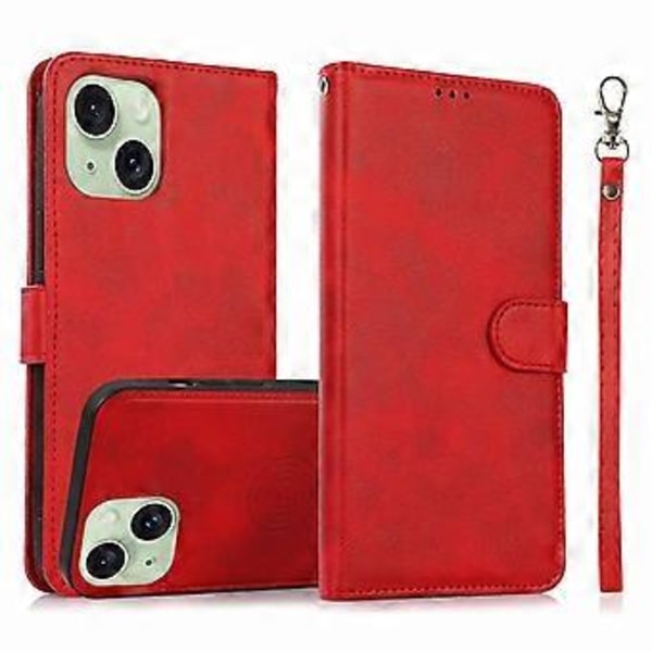 iPhone 15 Plus PU-nahkainen lompakko-telinepuhelimen kuori irrotettava 2-in-1 puhelimen suojus (tyyli B)