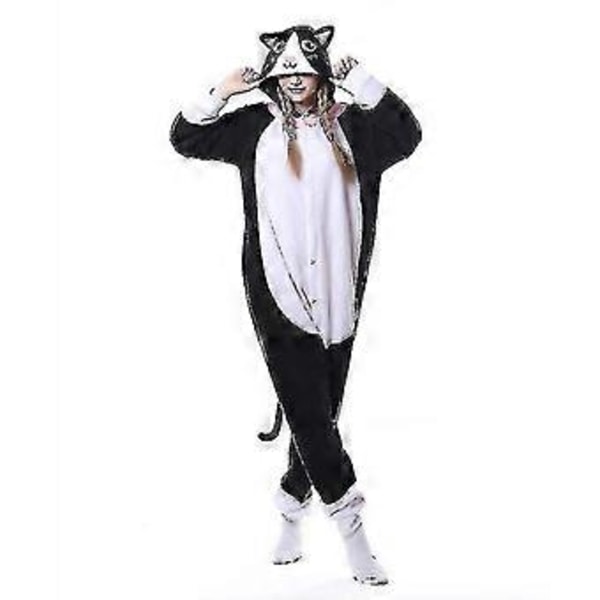 Sort Kattekostume Pyjamas Onesie Kigurumi Jumpsuit Dyrehue V (M)