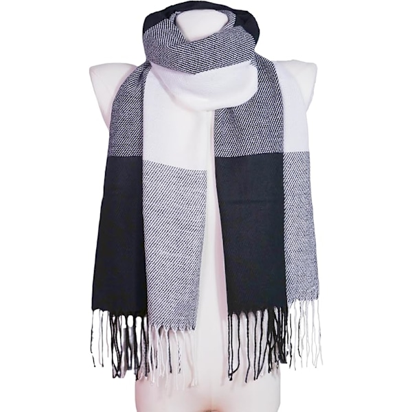 Dametøjsscarf Langt Sjal Vinter Tyk Varmt Strikket Stort Tartan Sjal