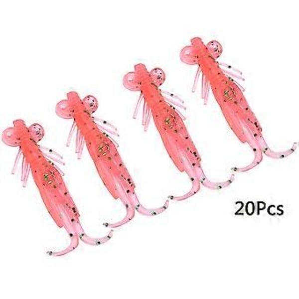 20 stk./parti Silikone Bløde Livagtige Fiskelokker Kunstig Agn Fiskegrej Tilbehør (Pink)