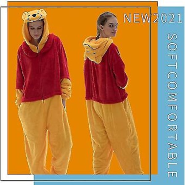 Snug Fit Unisex Adult Onesie Pajamas Animal One Piece Halloween Costume Sleepwear-r (X-large Winnie the pooh)