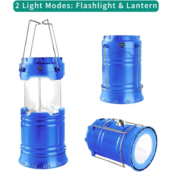 LED Campinglampa, Solar och Uppladdningsbar Lykta Ficklampa Hopfällbar och Portabel Lampa för / Camping / Vandring