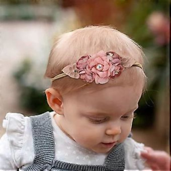 Baby Flicka Blomma Hårband Superstretchigt Hårband och Rosett Turban Hårband Nyföddstil 1 (stil 3)