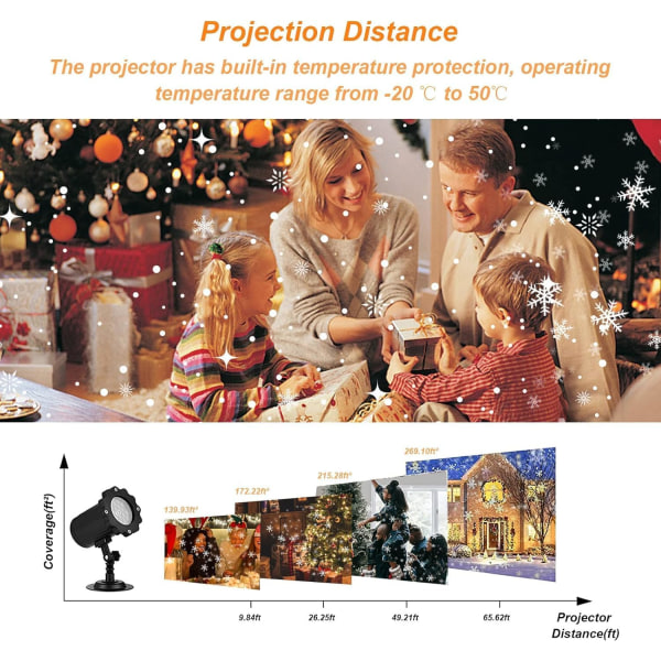 LED-projektori Weihnachten Aussen, LED-projektionslamppu Schneefloc