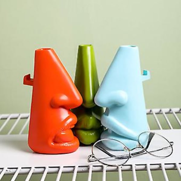 100% Ny, Människoansikte Formad Vas Människoansikte Formad Glasögonhållare Kreativ Hem Vardagsrumsinredning (Blå)