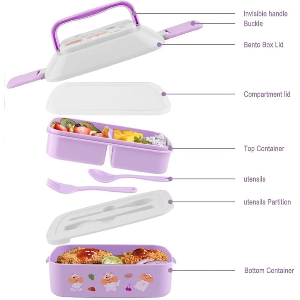 Bentoboks for barn, 3 roms bentoboks for lunsj, BPA-fri